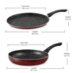 Picture of Milton Pro Cook Induction New Granito My Kitchen Set of 2, (Tawa 28 cm and Fry Pan 24 cm / 1.6 Litre) Burgundy | Dishwasher Safe | Flame Safe | Gas Stove Safe | Hot Plate Safe | Bakelite Handle