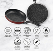 Picture of Milton Pro Cook Induction New Granito My Kitchen Set of 2, (Tawa 28 cm and Fry Pan 24 cm / 1.6 Litre) Burgundy | Dishwasher Safe | Flame Safe | Gas Stove Safe | Hot Plate Safe | Bakelite Handle