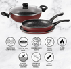 Picture of Milton Pro Cook Induction New Granito My Kitchen Set of 3 (Tawa 28 cm, Fry Pan 24 cm/1.6 LTR & Kadhai 24 cm/2.5 LTR, Glass Lid), Dishwasher Safe, Induction, Gas Stove, Hot Plate Safe, Bakelite Handle