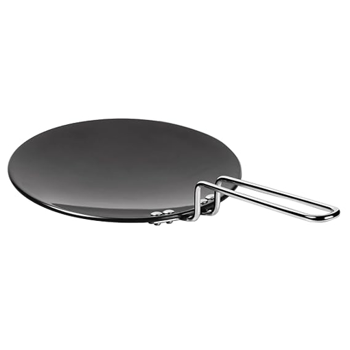 MILTON Pro Cook Hard Anodized Tawa, 24 cm, Dark Grey | Flame Safe | Gas Stove Safe | Stainless Steel Wired Handle | Durable | Scratch Resistant की तस्वीर