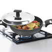 Picture of MILTON Pro Cook Hard Anodized Induction Kadhai with Stainless Steel Lid, 22 cm / 2.1 Litre | Flame Safe | Gas Stove Safe | Hot Plate Safe | Bakelite Handle | Scratch Resistant