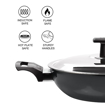 Picture of MILTON Pro Cook Hard Anodized Induction Kadhai with Stainless Steel Lid, 22 cm / 2.1 Litre | Flame Safe | Gas Stove Safe | Hot Plate Safe | Bakelite Handle | Scratch Resistant