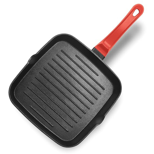 Picture of Milton Pro Cook Die Cast Aluminium Grill Pan, 24 cm, Black | Non Stick | Flame & Hot Plate Safe | Food Grade | Dishwasher Safe