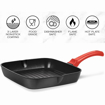 Picture of Milton Pro Cook Die Cast Aluminium Grill Pan, 24 cm, Black | Non Stick | Flame & Hot Plate Safe | Food Grade | Dishwasher Safe