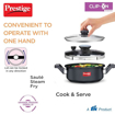 Picture of Prestige Svachh, 20241, 3 L, Hard Anodised Aluminium Outer Lid Pressure Cooker, With Deep Lid For Spillage Control, Black, 3 Liter