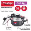 Picture of Prestige Svachh Clip-on Non-induction base Outer Lid Hard Anodised Aluminium Pressure Handi, 3L, Black