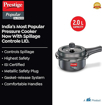 Picture of Prestige Popular Svachh Hard Anodised Pressure Cooker(2.0 L, Black, Deep Lid-Controls Spillage)