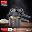 Picture of Prestige Popular Svachh Hard Anodised Outer Lid Pressure Cooker (5.0 L, Black, Deep Lid-Controls Spillage), 5 Liter