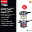 Picture of Prestige Popular Svachh Hard Anodised Outer Lid Pressure Cooker (5.0 L, Black, Deep Lid-Controls Spillage), 5 Liter