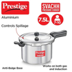 Picture of Prestige Svachh Aluminium Outer Lid Pressure Cooker, 7.5 L - Deep Lid for Spillage control, Silver