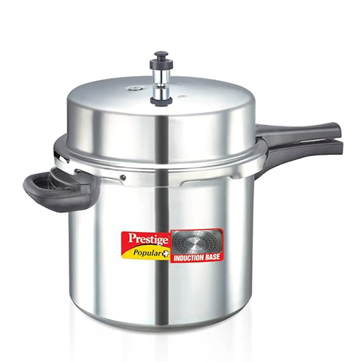 Picture of Prestige Popular Plus Induction Base Pressure Cooker, 12 Litres, Outer Lid, Silver, Aluminium