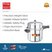 Picture of Prestige Popular Plus Induction Base Pressure Cooker, 12 Litres, Outer Lid, Silver, Aluminium