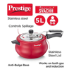 Picture of Prestige Svachh, 10753, 5 L, Nakshatra Duo Red Handi, With Deep Lid For Spillage Control, Aluminium, Inner Lid, 5 Liter