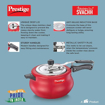 Picture of Prestige Svachh, 10753, 5 L, Nakshatra Duo Red Handi, With Deep Lid For Spillage Control, Aluminium, Inner Lid, 5 Liter