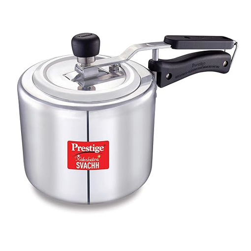 Picture of Prestige Svachh, 10730, 3 L, Straight Wall Aluminium Inner Lid Pressure Cooker, with Deep Lid for Spillage Control - Silver