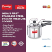 Picture of Prestige Svachh, 10730, 3 L, Straight Wall Aluminium Inner Lid Pressure Cooker, with Deep Lid for Spillage Control - Silver