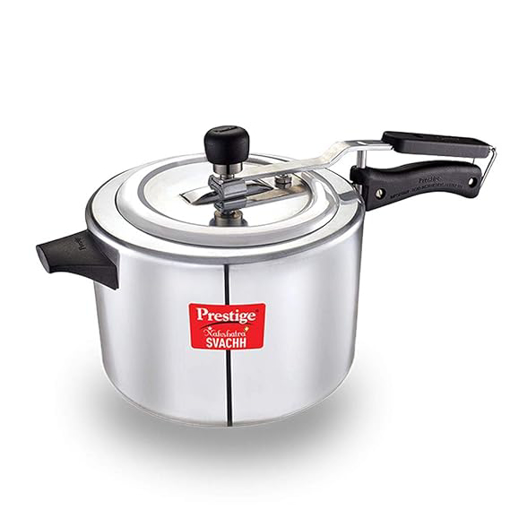 Picture of Prestige Svachh, 10731, 5 L, Straight Wall Aluminium Inner Lid Pressure Cooker, with Deep Lid for Spillage Control (Silver)