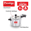 Picture of Prestige Svachh, 10731, 5 L, Straight Wall Aluminium Inner Lid Pressure Cooker, with Deep Lid for Spillage Control (Silver)