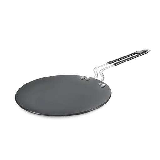 Picture of Prestige Hard Anodised Plus Cookware Induction Base Roti Tawa | Black | 22.5cm | Perma-Cool Handles | Wide Base | Hand Washable