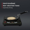 Picture of Prestige Hard Anodised Plus Cookware Induction Base Roti Tawa | Black | 22.5cm | Perma-Cool Handles | Wide Base | Hand Washable