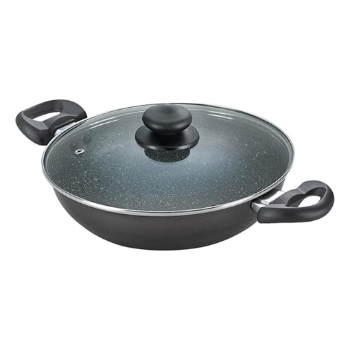 Picture of Prestige Omega Deluxe Non-Stick Kadhai | 2.4 litres | Black | Induction Base | Non-Stick Granite Finish | Scratch Resistant | Dishwasher Safe | Metal Spoon Friendly