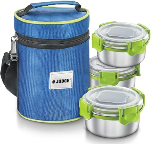 Judge by Prestige TiffinBox Pack of 3 Containers Lunch Box with Pouch (300 ml) की तस्वीर