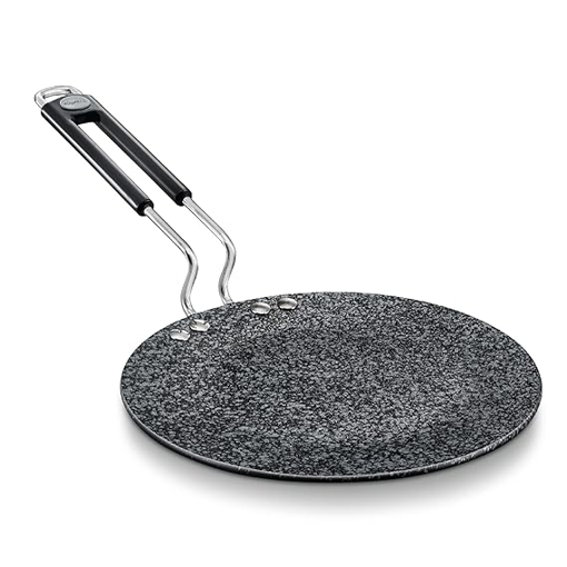 Prestige Durastone Hard Anodised Non-Stick Concave tawa(24.5 cm)|6 Layers Extra Durable Stone Coating|Stainless Steel Cool Touch Handles|Induction & Gas Compatible की तस्वीर