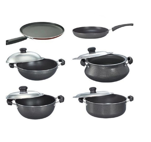 Prestige Omega Deluxe Gas Induction Base Non-Stick Kitchen Set, 6-Pieces की तस्वीर