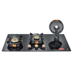 Prestige Svachh Hob PSVH 03 AI With Toughened Glass Hob Top Multi Spark Ignition System & 3 Brass Burners, Black की तस्वीर