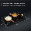 Prestige Svachh Neo Gtsn 03 Toughened Glasstop Gas Stove with Liftable 3 Burners (Black), Open की तस्वीर