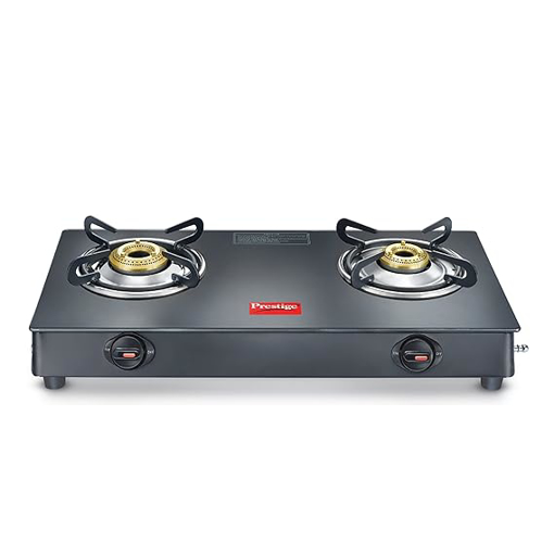 Prestige Magic plus Toughened Glass-Top 2 Brass Burner LPG Gas Stove(GTMP-02) | Black Spill Proof Design | Ergonomic Knob | Tri-Pin Burner की तस्वीर