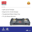 Picture of Prestige Magic plus Toughened Glass-Top 2 Brass Burner LPG Gas Stove(GTMP-02) | Black Spill Proof Design | Ergonomic Knob | Tri-Pin Burner