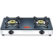 Picture of Prestige Magic 2 Burner Gas Stove Stainless Steel Body GTMC 02 SS, Black, Manual