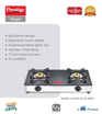 Picture of Prestige Magic 2 Burner Gas Stove Stainless Steel Body GTMC 02 SS, Black, Manual