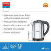 Picture of Prestige PKNSS 1.0 Electric Kettle 1L with Concealed Element(1500 W, Silver and Black, Stainless Steel, Automatic Power Cut-Off)