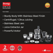 Picture of Prestige 1000 W Amica Super Mixer Grinder|5 Jars with Multiple Accessories(Slicer,Shredder,Finger Chip Disc,Chopper,Kneader)