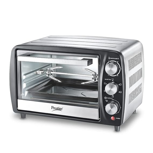 Picture of Prestige POTG 16 SS R Oven Toaster Griller with Rotisserie Function 16L, Silver & Black