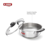 Judge by Prestige 24cm (3L) Classic Stainless Steel Kadai with Glass Lid | Gas and Induction Compatible |Even Heat Distribution |Sturdy Handles की तस्वीर