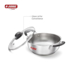 Judge by Prestige 24cm (3L) Classic Stainless Steel Kadai with Glass Lid | Gas and Induction Compatible |Even Heat Distribution |Sturdy Handles की तस्वीर