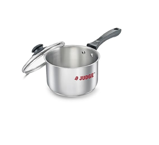 Picture of Judge by Prestige Classic SS Gas and Induction Compatible Sauce Pan 14 cm Diameter with Lid 1.4 L Capacity (Stainless Steel, Induction Bottom)