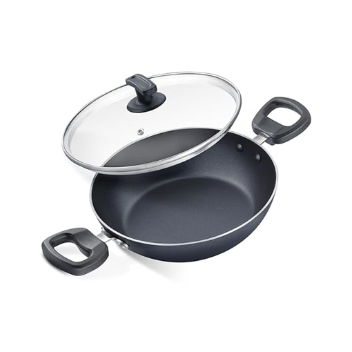 Picture of Judge by Prestige 20cm (1.3L) Everyday Non-Stick Kadhai with Glass lid | Low Oil Cooking | Easy to Clean | Cool Touch Handles