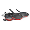 Judge by Prestige Deluxe Induction Bottom Non-Stick Coated 3 Pc Cookware Set (Tawa 25CM+Fry Pan 24 CM+Kadai 24 cm with Glass Lid) की तस्वीर