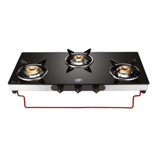 Picture of Jyoti 310 Black LC | Non Automatic | 3 Burner | Black Body | Toughened Glass | Lift To Clean Stand
