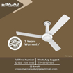 Bajaj Orbita 12S1 1200mm BEE 1-Star Ceiling Fan|3-years Product Warranty/Energy Efficient Ceiling Fans for Home|High Speed|High Air Delivery/Unique Adjustable Canopy/Glossy White की तस्वीर