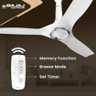 Bajaj Arioso 12DC5R 1200mm Silent ABS BLDC Ceiling Fan|5-StarRated Energy Efficient Ceiling Fans for Home|Remote Control|High Air Delivery, Silent Operation| Unique Adjustable Canopy/White & Chrome की तस्वीर