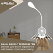 Picture of Bajaj AirLight 85 mm Personal Rechargeable Fan with Task lighting |8 W Table Fan| 360-Degree Table Lamp| 3-6 Hours* Battery Backup| Silent Operation| USB Charging Fan