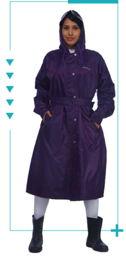 Picture of Zeel Waterproof Long Raincoat with Belt RKL05 PURPLE