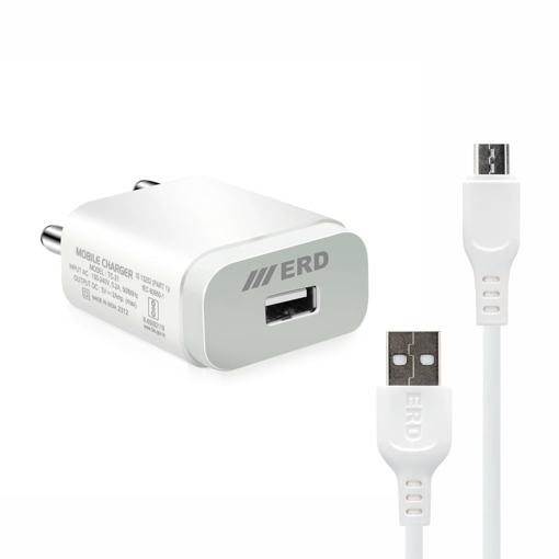 Picture of ERD TC-21 5V-2Amp Wall Charger Adapter with Fast Charging Technology with Micro USB Data Cable