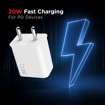 boAt WCDV 20W Super Fast Type C Charger Compatible with All Android Phones, iPhone 14/14 Plus/ 14 Pro/ 14 Pro Max, iPhone 13/13 Pro/13 Pro Max/13 Mini, 12/12 Mini/ 12 Pro Max, iPhone 11 Series(White) (Wall Charger 20W PD) की तस्वीर