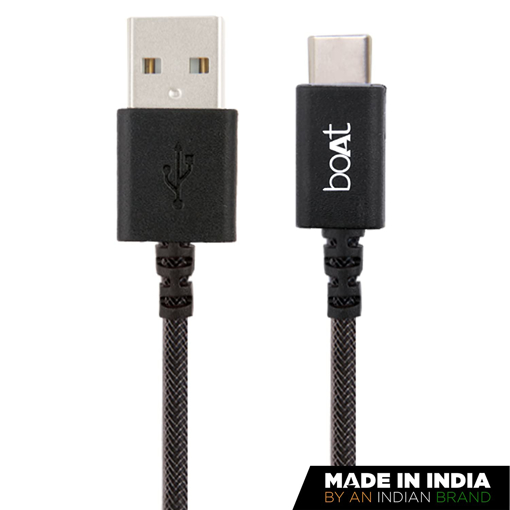 Picture of boAt Type-C A400 | Type-C to USB A 2 Mtrs Cable| 3A Fast Charging & 480mbps Data Transmission | Comparible for all Smartphones & Tablets (Black)